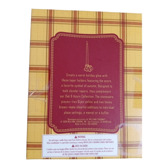 Williams Sonoma Acorn Taper Holders Oak Leaf Fall Autumn Set of 4 - Picture 10 of 10